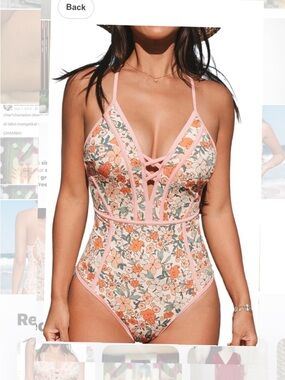 Cupshe Pink Floral One-Piece Swimsuit